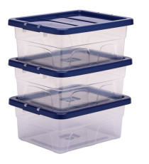 Contenitore multiuso Bankers Box - 32 x 40 x 17 cm - 15 L - PP - con coperchio blu - trasparente - Fellowes Contenitore multiuso Bankers Box - 32 x 40 x 17 cm - 15 L - PP - con coperchio blu - trasparente - Fellowes