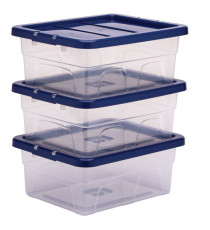 Contenitore multiuso Bankers Box - 32 x 40 x 17 cm - 15 L - PP - con coperchio blu - trasparente - Fellowes Contenitore multiuso Bankers Box - 32 x 40 x 17 cm - 15 L - PP - con coperchio blu - trasparente - Fellowes