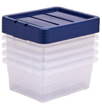 Contenitore multiuso Bankers Box - 32 x 40 x 17 cm - 15 L - PP - con coperchio blu - trasparente - Fellowes Contenitore multiuso Bankers Box - 32 x 40 x 17 cm - 15 L - PP - con coperchio blu - trasparente - Fellowes