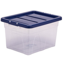 Contenitore multiuso Bankers Box - 37 x 40 x 24,5 cm - 22 L - PP - con coperchio blu - trasparente - Fellowes Contenitore multiuso Bankers Box - 37 x 40 x 24,5 cm - 22 L - PP - con coperchio blu - trasparente - Fellowes