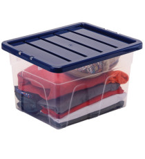 Contenitore multiuso Bankers Box - 37 x 40 x 24,5 cm - 22 L - PP - con coperchio blu - trasparente - Fellowes Contenitore multiuso Bankers Box - 37 x 40 x 24,5 cm - 22 L - PP - con coperchio blu - trasparente - Fellowes