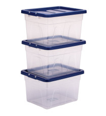 Contenitore multiuso Bankers Box - 37 x 40 x 24,5 cm - 22 L - PP - con coperchio blu - trasparente - Fellowes Contenitore multiuso Bankers Box - 37 x 40 x 24,5 cm - 22 L - PP - con coperchio blu - trasparente - Fellowes
