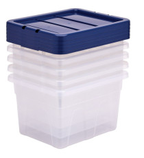 Contenitore multiuso Bankers Box - 37 x 40 x 24,5 cm - 22 L - PP - con coperchio blu - trasparente - Fellowes Contenitore multiuso Bankers Box - 37 x 40 x 24,5 cm - 22 L - PP - con coperchio blu - trasparente - Fellowes
