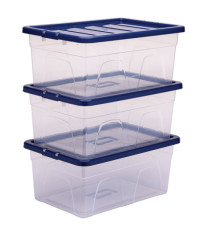 Contenitore multiuso Bankers Box - 37 x 56 x 25 cm - 38 L - PP - con coperchio blu - trasparente - Fellowes Contenitore multiuso Bankers Box - 37 x 56 x 25 cm - 38 L - PP - con coperchio blu - trasparente - Fellowes