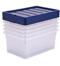 Contenitore multiuso Bankers Box - 37 x 56 x 25 cm - 38 L - PP - con coperchio blu - trasparente - Fellowes Contenitore multiuso Bankers Box - 37 x 56 x 25 cm - 38 L - PP - con coperchio blu - trasparente - Fellowes