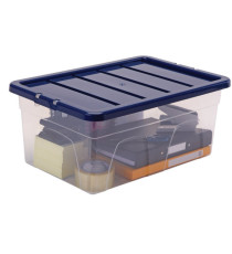 Contenitore multiuso Bankers Box - 37 x 56 x 25 cm - 38 L - PP - con coperchio blu - trasparente - Fellowes Contenitore multiuso Bankers Box - 37 x 56 x 25 cm - 38 L - PP - con coperchio blu - trasparente - Fellowes