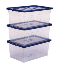 Contenitore multiuso Bankers Box - 37 x 56 x 25 cm - 38 L - PP - con coperchio blu - trasparente - Fellowes Contenitore multiuso Bankers Box - 37 x 56 x 25 cm - 38 L - PP - con coperchio blu - trasparente - Fellowes