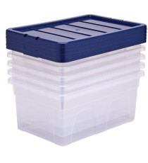 Contenitore multiuso Bankers Box - 37 x 56 x 25 cm - 38 L - PP - con coperchio blu - trasparente - Fellowes Contenitore multiuso Bankers Box - 37 x 56 x 25 cm - 38 L - PP - con coperchio blu - trasparente - Fellowes