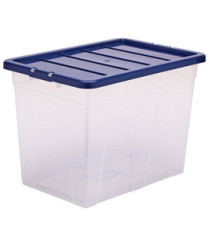 Contenitore multiuso Bankers Box - 38 x 56 x 41 cm - 64 L - PP - con coperchio blu - trasparente - Fellowes Contenitore multiuso Bankers Box - 38 x 56 x 41 cm - 64 L - PP - con coperchio blu - trasparente - Fellowes