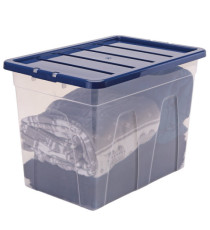 Contenitore multiuso Bankers Box - 38 x 56 x 41 cm - 64 L - PP - con coperchio blu - trasparente - Fellowes Contenitore multiuso Bankers Box - 38 x 56 x 41 cm - 64 L - PP - con coperchio blu - trasparente - Fellowes