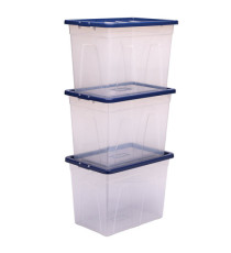 Contenitore multiuso Bankers Box - 38 x 56 x 41 cm - 64 L - PP - con coperchio blu - trasparente - Fellowes Contenitore multiuso Bankers Box - 38 x 56 x 41 cm - 64 L - PP - con coperchio blu - trasparente - Fellowes