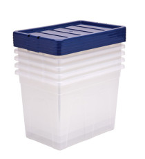 Contenitore multiuso Bankers Box - 38 x 56 x 41 cm - 64 L - PP - con coperchio blu - trasparente - Fellowes Contenitore multiuso Bankers Box - 38 x 56 x 41 cm - 64 L - PP - con coperchio blu - trasparente - Fellowes