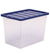 Contenitore multiuso Bankers Box - 38 x 56 x 41 cm - 64 L - PP - con coperchio blu - trasparente - Fellowes Contenitore multiuso Bankers Box - 38 x 56 x 41 cm - 64 L - PP - con coperchio blu - trasparente - Fellowes