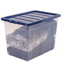 Contenitore multiuso Bankers Box - 38 x 56 x 41 cm - 64 L - PP - con coperchio blu - trasparente - Fellowes Contenitore multiuso Bankers Box - 38 x 56 x 41 cm - 64 L - PP - con coperchio blu - trasparente - Fellowes