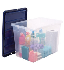 Contenitore multiuso Bankers Box - 38 x 56 x 41 cm - 64 L - PP - con coperchio blu - trasparente - Fellowes Contenitore multiuso Bankers Box - 38 x 56 x 41 cm - 64 L - PP - con coperchio blu - trasparente - Fellowes