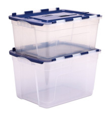 Contenitore multiuso Bankers Box - 43 x 59 x 35 cm - 55 L - PP - con coperchio a cerniera blu - trasparente - Fellowes Contenitore multiuso Bankers Box - 43 x 59 x 35 cm - 55 L - PP - con coperchio a cerniera blu - trasparente - Fellowes