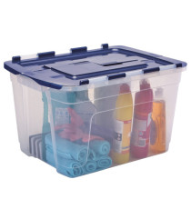 Contenitore multiuso Bankers Box - 43 x 59 x 35 cm - 55 L - PP - con coperchio a cerniera blu - trasparente - Fellowes Contenitore multiuso Bankers Box - 43 x 59 x 35 cm - 55 L - PP - con coperchio a cerniera blu - trasparente - Fellowes