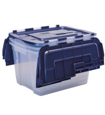 Contenitore multiuso Bankers Box - 43 x 59 x 35 cm - 55 L - PP - con coperchio a cerniera blu - trasparente - Fellowes Contenitore multiuso Bankers Box - 43 x 59 x 35 cm - 55 L - PP - con coperchio a cerniera blu - trasparente - Fellowes