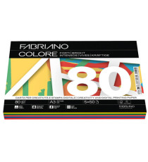 FabrianoColore - A3 - 80 gr - mix 5 colori forti - Fabriano - conf. 250 fogli