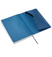 Taccuino Ecoqua Plus - con elastico - rilegatura cucita - A5 - 5 mm - 80 fogli - righe - blu scuro - Fabriano