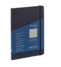 Taccuino Ecoqua Plus - con elastico - rilegatura cucita - A5 - 5 mm - 80 fogli - righe - blu scuro - Fabriano