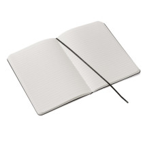 Taccuino Ecoqua Plus - con elastico - rilegatura cucita - A5 - 5 mm - 80 fogli - righe - blu scuro - Fabriano