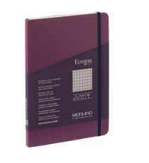 Taccuino Ecoqua Plus - con elastico - rilegatura cucita - A5 - 5 mm - 80 fogli - vino - Fabriano