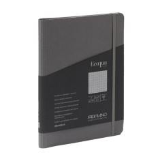 Taccuino Ecoqua Plus - con elastico - spiralato - A5 - 70 fogli - puntinato - antracite - Fabriano