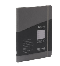 Taccuino Ecoqua Plus - con elastico - spiralato - A5 - 70 fogli - righe - antracite - Fabriano