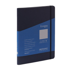 Taccuino Ecoqua Plus - con elastico - spiralato - A5 - 70 fogli - righe - blu scuro - Fabriano