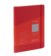 Taccuino Ecoqua Plus - con elastico - spiralato - A5 - 70 fogli - righe - lampone - Fabriano