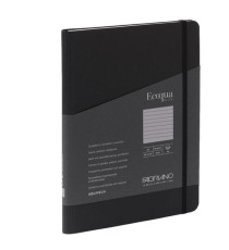 Taccuino Ecoqua Plus - con elastico - spiralato - A5 - 70 fogli - righe - nero - Fabriano