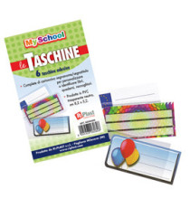 Taschine adesive - con cartoncino portanome - 8,2 x 5,2 cm - PVC - trasparente - Colorosa - conf. 6 pezzi