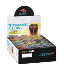 Temperamatite - a 2 fori - colori assortiti - Colorosa - expo 18 pezzi