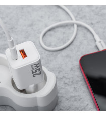 Caricabatterie da muro USB-A e USB-C type-c 25W 3A Forcell F-Energy Mini GaN III VT-25B bianco caricatore PD e Quick Charge 4.0 Caricabatterie da muro USB-A e USB-C type-c 25W 3A Forcell F-Energy Mini GaN III VT-25B bianco caricatore PD e Quick Charge 4.0