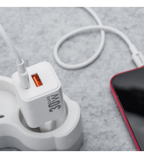 Caricabatterie da muro USB-A e USB-C type-c 30W 3A Forcell F-Energy Mini GaN III VT-35 bianco caricatore PD e Quick Charge 4.0 Caricabatterie da muro USB-A e USB-C type-c 30W 3A Forcell F-Energy Mini GaN III VT-35 bianco caricatore PD e Quick Charge 4.0