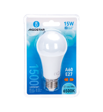 Lampadina led A60 15W attacco E27 1500 lumen - 6500K luce fredda - misura D60xH119mm equivale 99w incandescenza Lampadina led A60 15W attacco E27 1500 lumen - 6500K luce fredda - misura D60xH119mm equivale 99w incandescenza