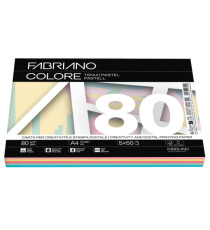 FabrianoColore  - A4 - 80 gr - mix 5 colori tenui - Fabriano - conf. 250 fogli