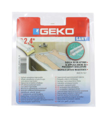 Sigillante adesivo SANY - per doccia e lavabi - 4 cm x 2,4 m - PE - bianco - Geko Sigillante adesivo SANY - per doccia e lavabi - 4 cm x 2,4 m - PE - bianco - Geko