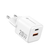 Caricabatterie da muro USB-A e USB-C type-c 20W 3A Forcell F-Energy Mini GaN III VT-35A bianco caricatore PD e Quick Charge 4.0 Caricabatterie da muro USB-A e USB-C type-c 20W 3A Forcell F-Energy Mini GaN III VT-35A bianco caricatore PD e Quick Charge 4.0
