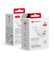 Caricabatterie da muro USB-A e USB-C type-c 20W 3A Forcell F-Energy Mini GaN III VT-35A bianco caricatore PD e Quick Charge 4.0 Caricabatterie da muro USB-A e USB-C type-c 20W 3A Forcell F-Energy Mini GaN III VT-35A bianco caricatore PD e Quick Charge 4.0