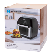 Friggitrice ad aria Aigostar 12 litri 1500W, touch screen led, Funzione rotante per arrostire polli interi L336.7xW336xH368mm Friggitrice ad aria Aigostar 12 litri 1500W, touch screen led, Funzione rotante per arrostire polli interi L336.7xW336xH368mm