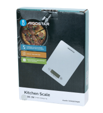 Bilancia da cucina digitale professionale in vetro temperato bianca fino a 5Kg display lcd -tasto tara e unità L205xW150xH20mm Bilancia da cucina digitale professionale in vetro temperato bianca fino a 5Kg display lcd -tasto tara e unità L205xW150xH20mm