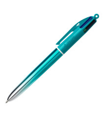 Penna sfera a scatto 4 Colori Smooth - 1.0 mm - fusto verde acqua - Bic - conf. 12 pezzi