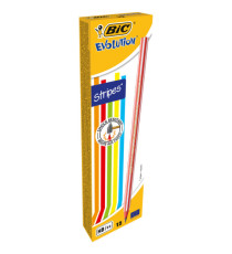 Matite grafite Evolution Stripes - gradazione HB - colori assortiti - Bic - scatola 12 pezzi Matite grafite Evolution Stripes - gradazione HB - colori assortiti - Bic - scatola 12 pezzi