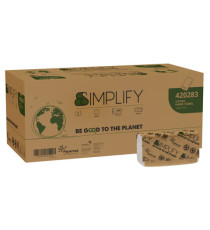 Asciugamani piegati a V Simplify - 21 x 20,3 cm - goffratura a onda - 16,5 gr - bianco - Papernet - conf. 206 pezzi