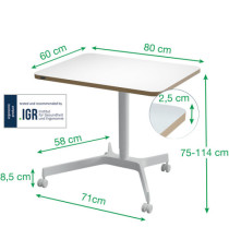 Scrivania Compatta pneumatica Sit-Stand - mobile - 80 x 60 x 75 cm - bianco - Leitz