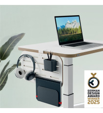 Pannello forato piccolo - per scrivanie compatte Sit-Stand - con portapenne, gancio e portariviste - 42 x 25 x 0,8 cm -