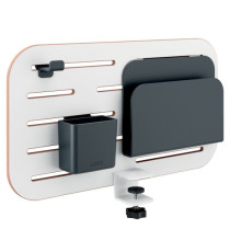 Pannello forato piccolo - per scrivanie compatte Sit-Stand - con portapenne, gancio e portariviste - 42 x 25 x 0,8 cm -