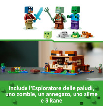 Lego Minecraft - La casa-rana - Lego 21256 casa, zombie, un annegato, uno Slime e 3 rane 400pz Anni 8+